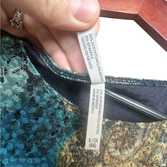 Vintage White Stag Women’s Earth Toned Abstract Print Blouse Size Small Y2K - Picture 5 of 8